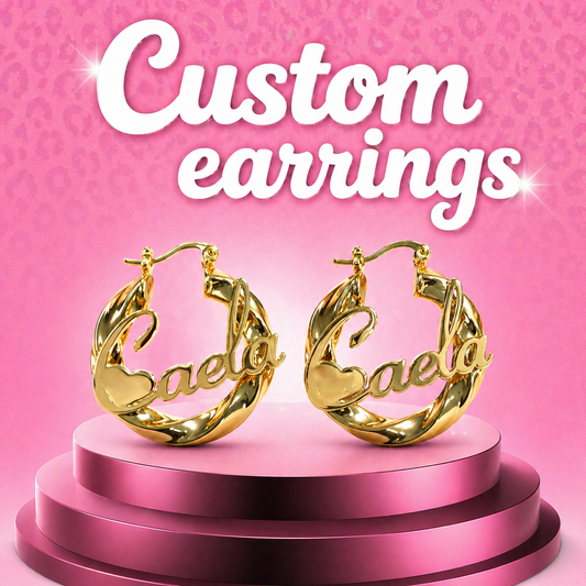 Custom heart name earrings